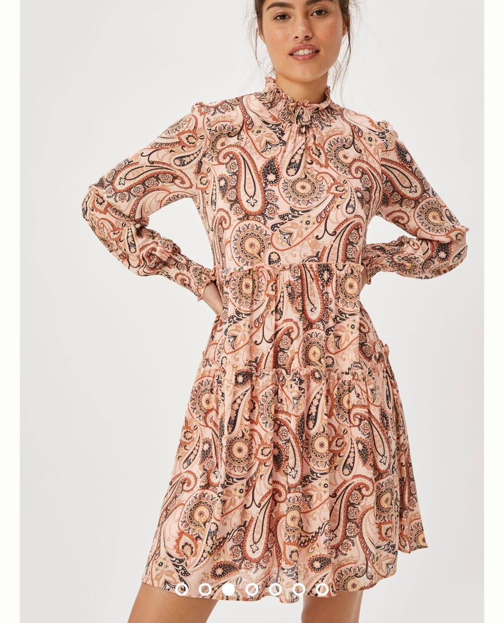 ANTHROPOLOGIE Cady Tiered Tunic Dress Paisley Pink Medium M